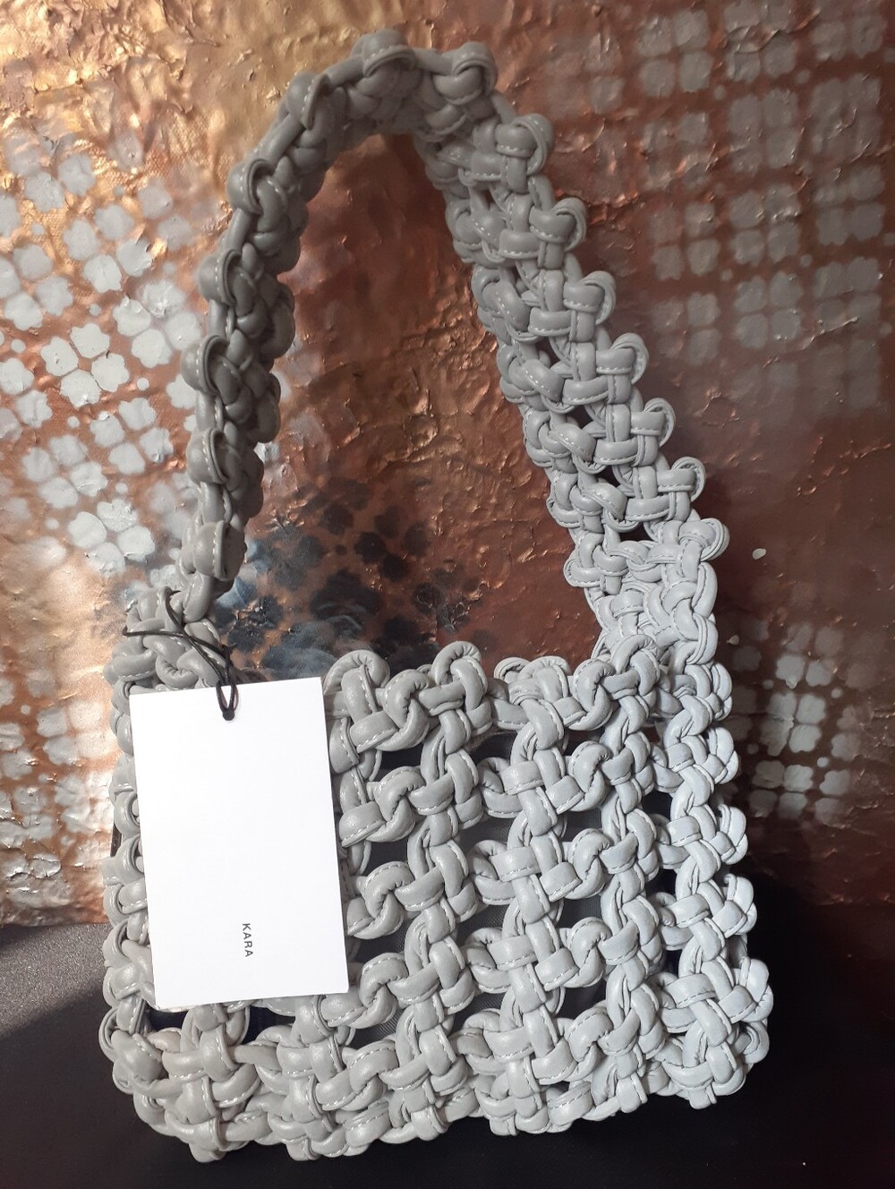 Nwt Kara Grey Knotted Woven Shoulder Bag